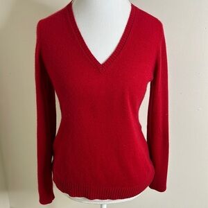 CASHMERE ADDICT, RED 100% cashmere V-neck sweater
